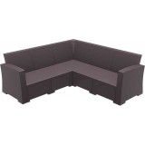 Monaco Resin Patio Sectional 5 piece Brown with Cushion - Brown
