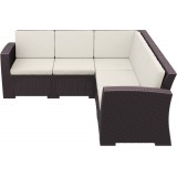 Monaco Resin Patio Sectional 5 piece Brown with Cushion - Brown