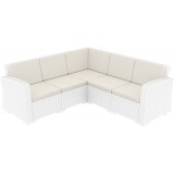 Monaco Resin Patio Sectional 5 piece Brown with Cushion - White