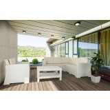Monaco Resin Patio Sectional 5 piece Brown with Cushion - White - Actual