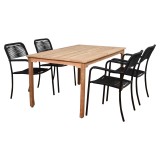 Amazonia Oosterdam 5 Piece Teak Rectangular Patio Dining Set - White BG