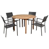 Amazonia Koningsdam 5 Piece Teak Round Patio Dining Set - White BG