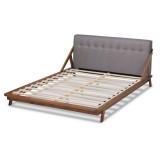 Baxton Studio Sante Upholstered Wood Platform Bed - Grey