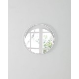 Ariel Small Round Mirror In Matte White - Front