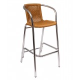 Madrid Arm Barstool Black Synthetic Wicker Anodized Aluminum