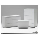Savvy 2 Drawer Night Table High Gloss White with Brushed Stainless Steel - Set