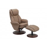 Norway Recliner and Ottoman - Sand (Tan) Leather - Angled View