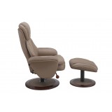 Norway Recliner and Ottoman - Sand (Tan) Leather - Side