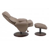Norway Recliner and Ottoman - Sand (Tan) Leather - Reclined