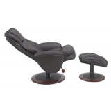 Norway Recliner and Ottoman - Java (Brown) Leather - Reclined