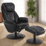 Norway Recliner and Ottoman - Black (Black) Breathable Air Leather
