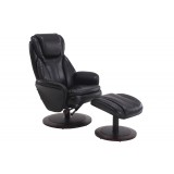 Norway Recliner and Ottoman - Black (Black) Breathable Air Leather - Angled