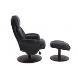 Norway Recliner and Ottoman - Black (Black) Breathable Air Leather - Side