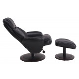 Norway Recliner and Ottoman - Black (Black) Breathable Air Leather - Reclined