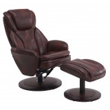Norway Recliner and Ottoman - Whisky (Brown) Breathable Air Leather - Angled