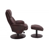 Norway Recliner and Ottoman - Whisky (Brown) Breathable Air Leather - Side