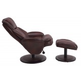 Norway Recliner and Ottoman - Whisky (Brown) Breathable Air Leather - Reclined