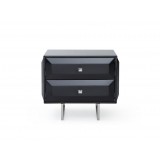 Abrazo Night Stand In High Gloss Black With 2 Self-close Drawers - Front