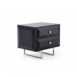 Abrazo Night Stand In High Gloss Black With 2 Self-close Drawers - Angled