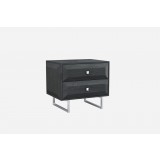 Abrazo Night Stand In High Gloss Gray With 2 Self-close Drawers