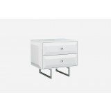 Abrazo Night Stand In High Gloss White With 2 Self-close Drawers
