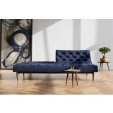 Oldschool Sofa in Brass Legs and Velvet Dark Blue - Half Reclined