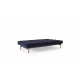 Oldschool Sofa in Brass Legs and Velvet Dark Blue - Fully Reclined