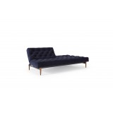 Oldschool Sofa in Brass Legs and Velvet Dark Blue - Half Reclined