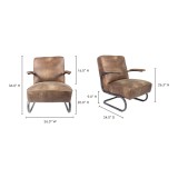 Moe's Home Collection Perth Club Chair Light Brown - Dimensions