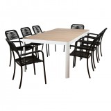 Atlantic Oosterdam 9 Piece Rectangular Patio Dining Set - White BG