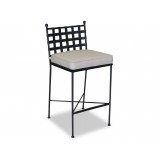 Sunset West Provence Aluminum Barstool With Cushions In Canvas Flax With Self Welt