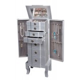 Trésor Jewelry Armoire - Silver - Open
