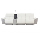 Modulate 4 Piece Recliner Snow Ice Leather with Black Fabric - Front