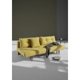 Recast Sofa in Soft Mustard With Dark Wood Legs - Angled View