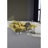 Recast Sofa in Soft Mustard With Dark Wood Legs - Lifestyle