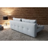 Recast Sofa Soft Pacific Pearl With Dark Wood Legs - Back Angle