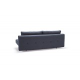 Recast Sofa With NST Blue Fabric  With Dark Wood Legs - Back