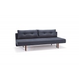 Recast Sofa With NST Blue Fabric  With Dark Wood Legs - Angled