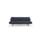 Recast Sofa With NST Blue Fabric  With Dark Wood Legs - Front Facing