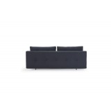 Recast Sofa With NST Blue Fabric  With Dark Wood Legs - Back