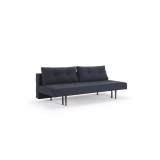 Recast Sofa With NST Blue Fabric  With Dark Wood Legs - Recast Sofa With Dark Wood Legs - Semi-FOlded