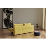 Recast Sofa in Soft Mustard With Dark Wood Legs - Back