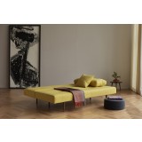 Recast Sofa in Soft Mustard With Dark Wood Legs - Folded 
