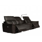 Modulate 4 Piece Recliner Midnight Black Leather with Black Fabric 