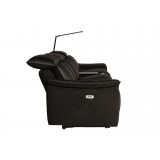 Modulate 4 Piece Recliner Midnight Black Leather with Black Fabric - Side