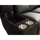 Modulate 4 Piece Recliner Midnight Black Leather with Black Fabric - Cup Holder