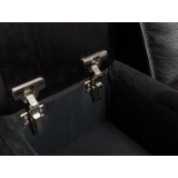 Modulate 4 Piece Recliner Midnight Black Leather with Black Fabric - Storage Space