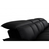 Modulate 4 Piece Recliner Midnight Black Leather with Black Fabric - Head Rest