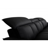 Modulate 4 Piece Recliner Midnight Black Leather with Black Fabric - Head Rest Semi Reclined