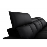 Modulate 4 Piece Recliner Midnight Black Leather with Black Fabric - Head Rest Reclined